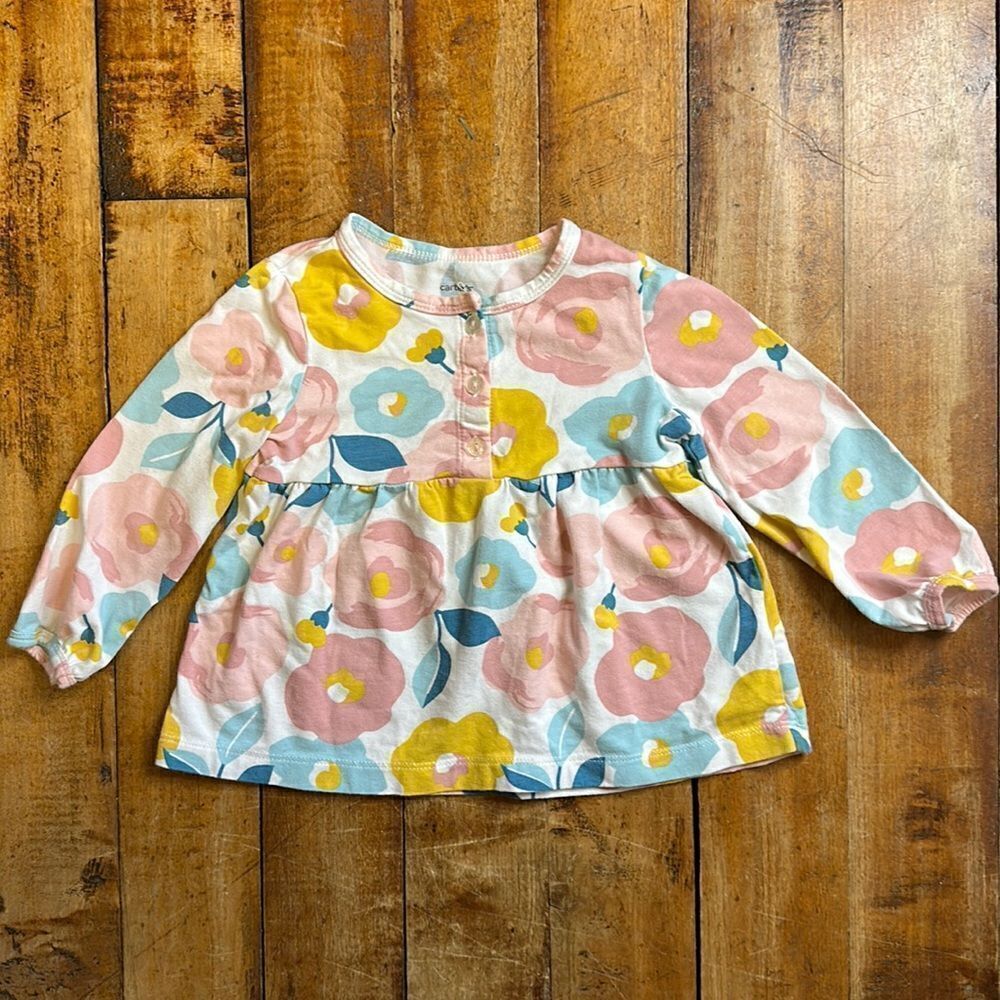 Carters long sleeve shirt 18 months floral shirt peplum cotton girls spring